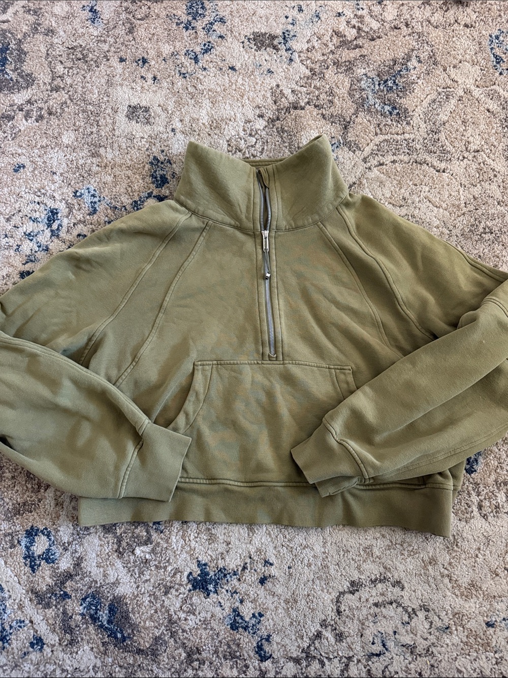 Lululemon Olive Green Quarter-Zip Pullover Sweatshirt